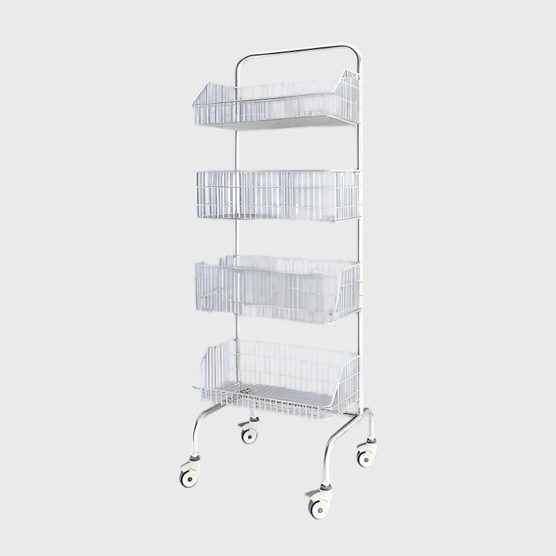 Medical stainless steel basket hanging trolley